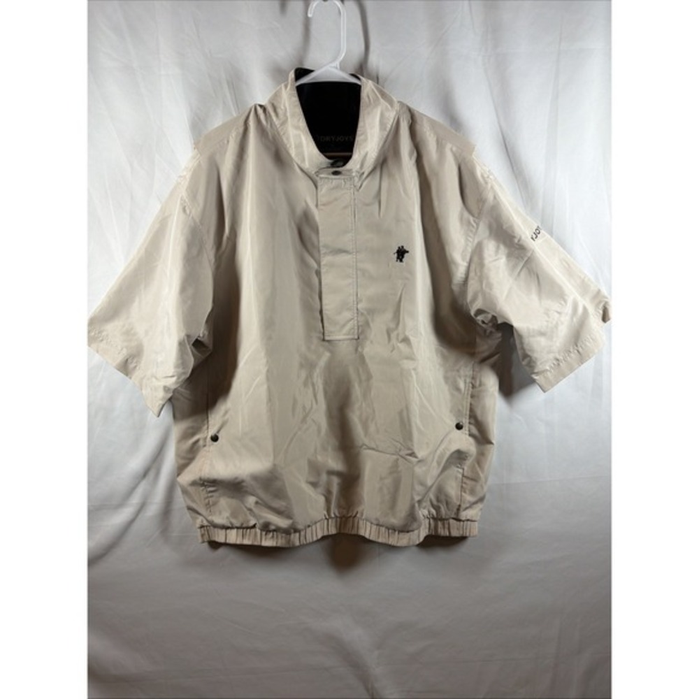 Mens‎ Foot Joy Dry Joys Beige Embroidered Short Sleeve Golf Windbreaker Large